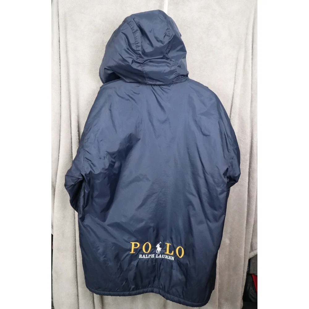 Polo Ralph Lauren Vintage Navy Sherpa Lined Hooded Jacket XL Embroidered Logo